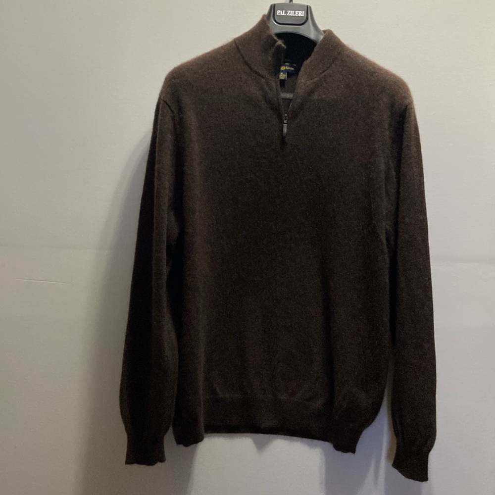 100% Cashmere Men's 1/4 Zip Mock Neck Pullover
Brown XL